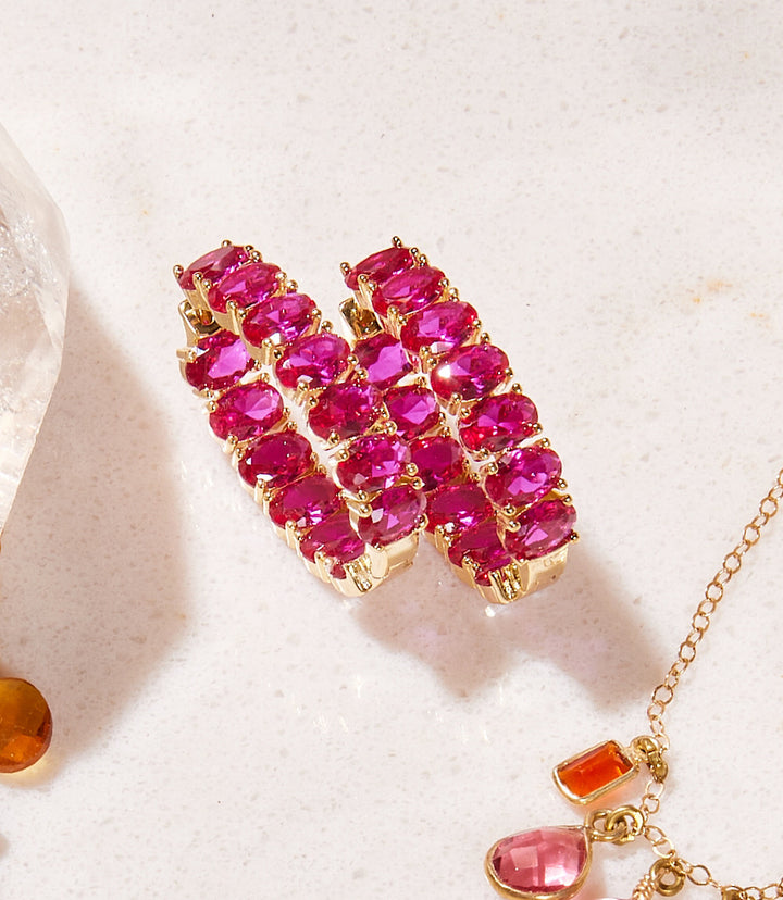 Gemstone Hoop Earrings