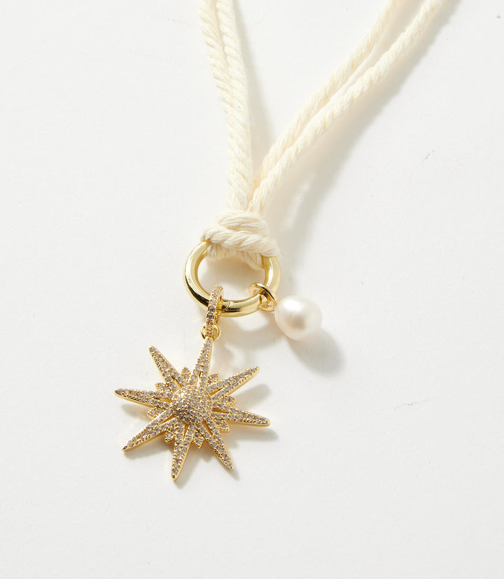 Pavé Burst And Pearl Cord Necklace