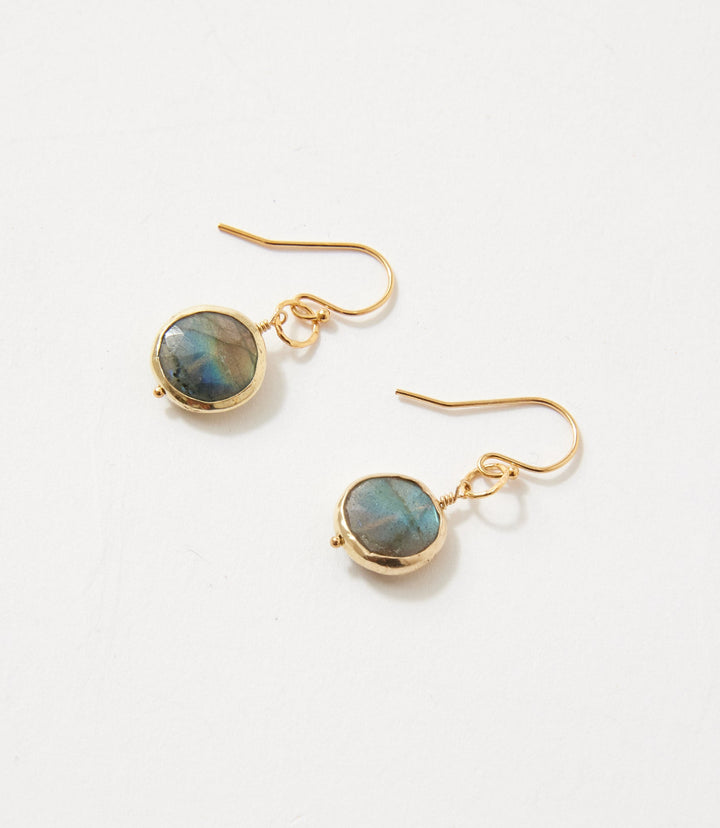 Labradorite Disc Earrings