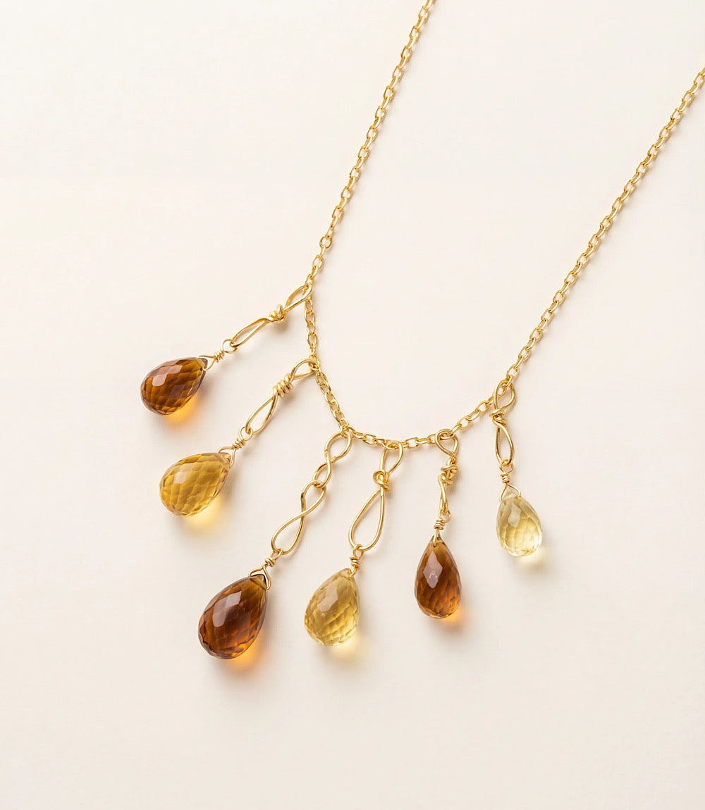Mixed Citrine Dangle Necklace