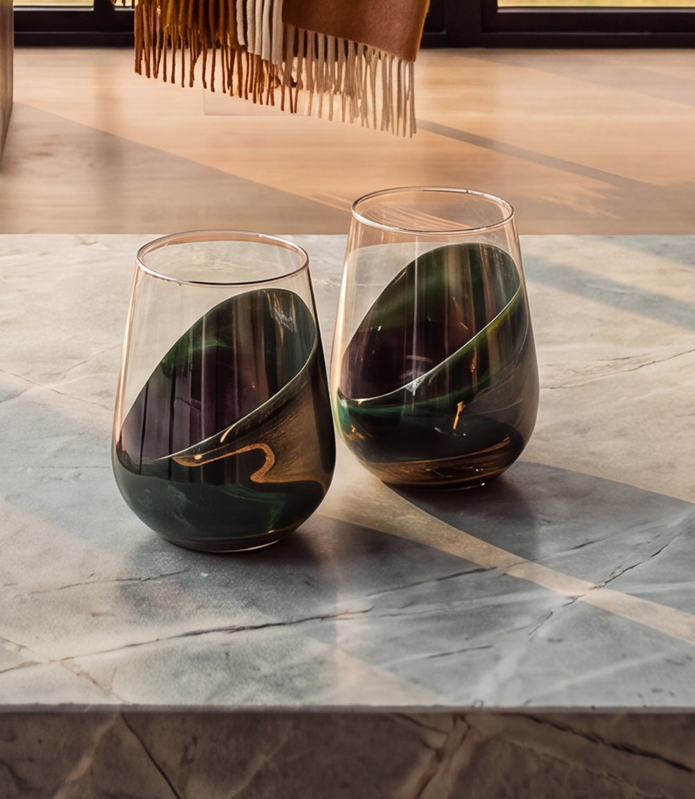 Ocean Waves Wine Glasses, Set Of 2