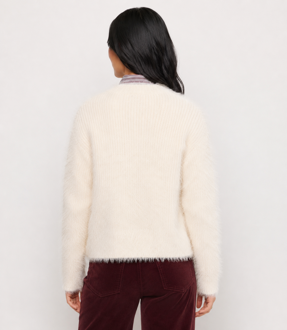 Eyelash Open Front Cardigan Sweater