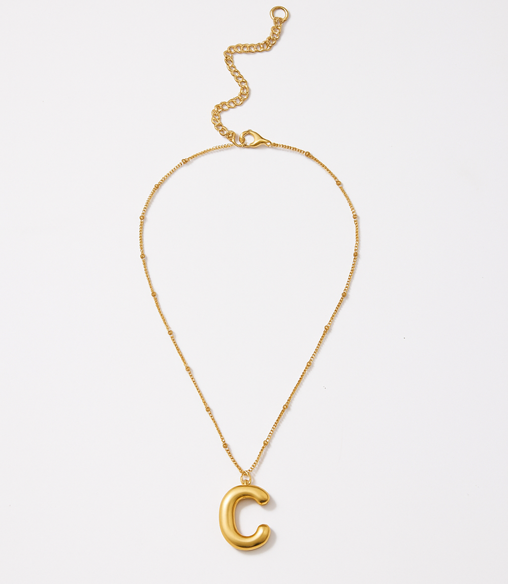Gold Bubble Letter Charm Necklace