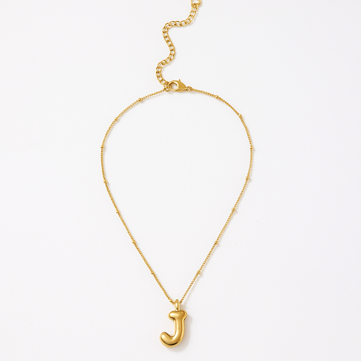 Gold Bubble Letter Charm Necklace