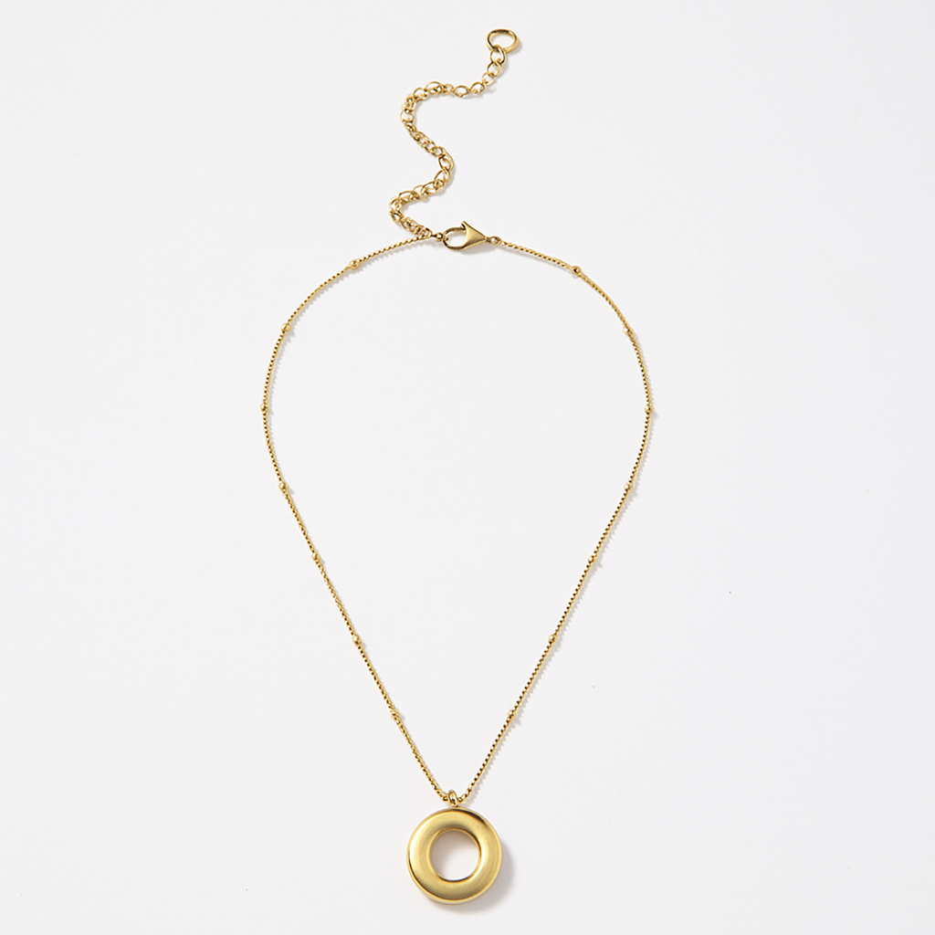 Gold Bubble Letter Charm Necklace