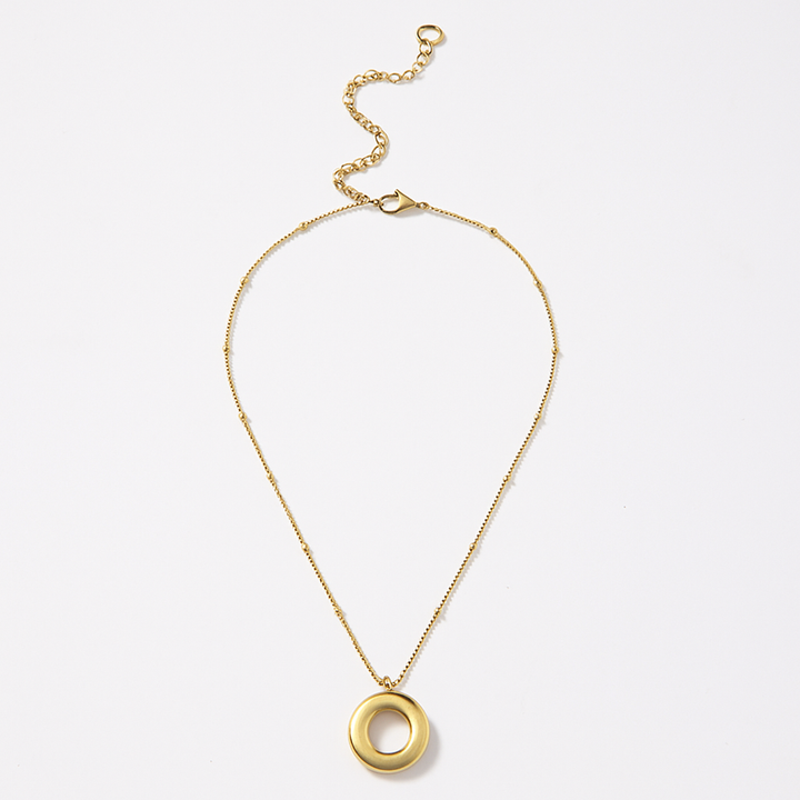 Gold Bubble Letter Charm Necklace