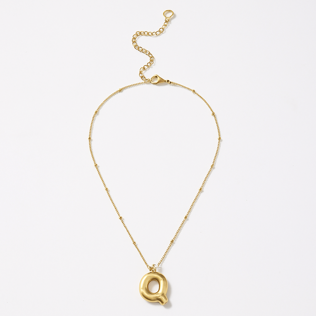 Gold Bubble Letter Charm Necklace