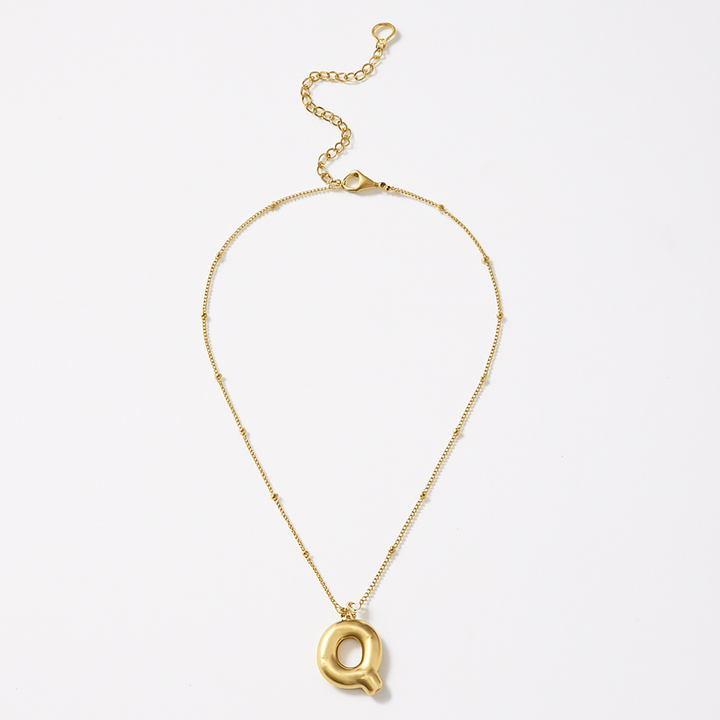 Gold Bubble Letter Charm Necklace