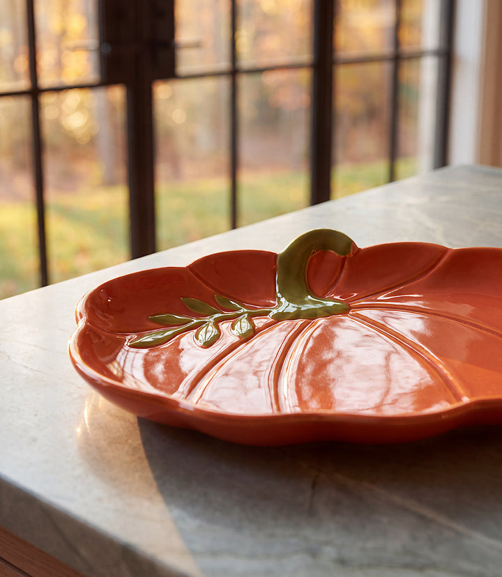 Porcelain Pumpkin Tidbit Plate