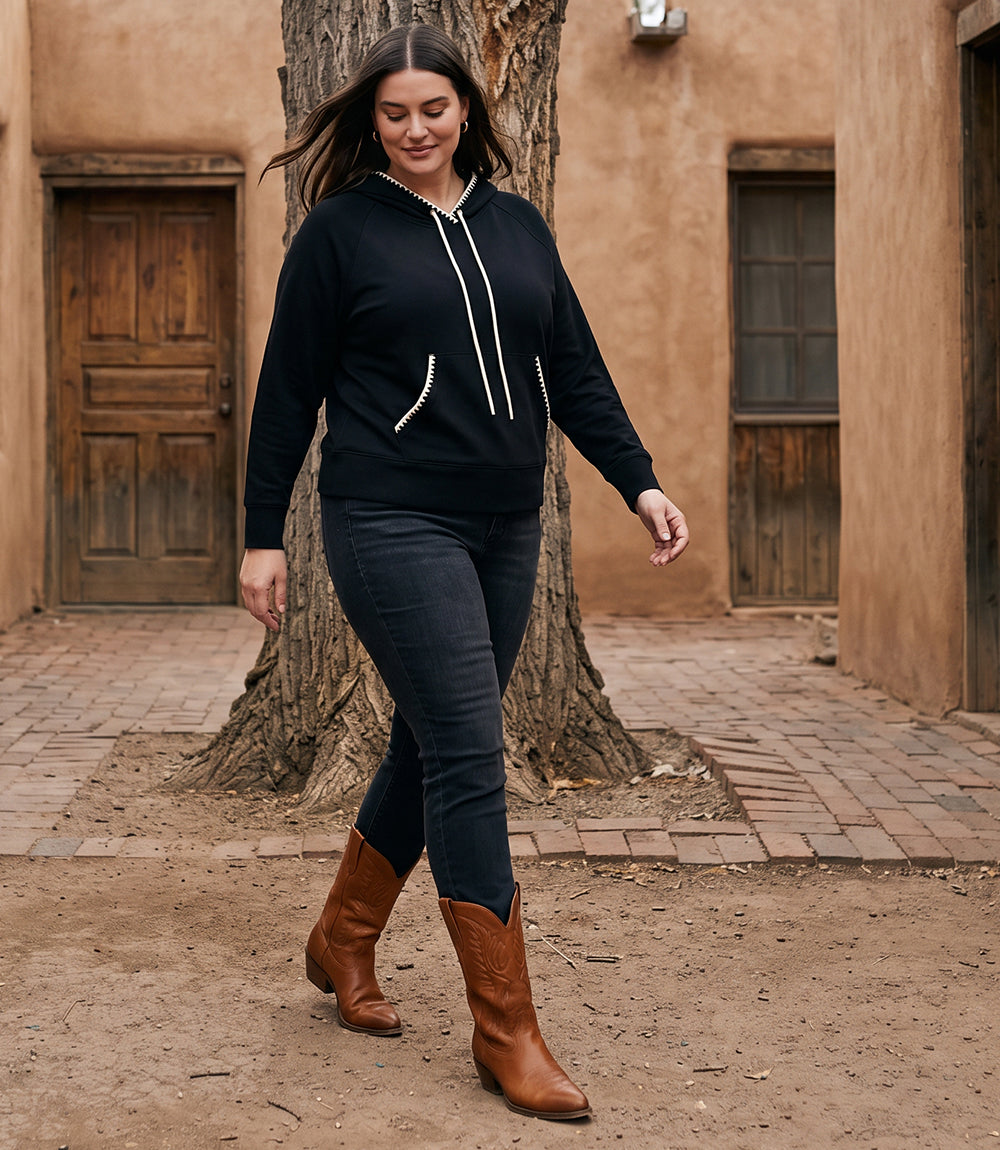 Plus Size Edge Stitch Hoodie