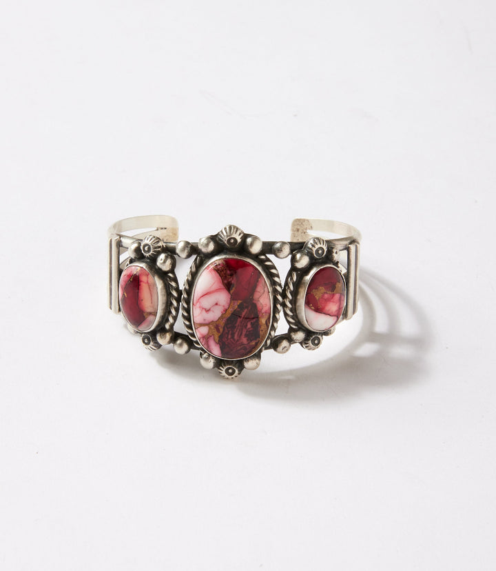 Rose Dahlia Stone Cuff Bracelet