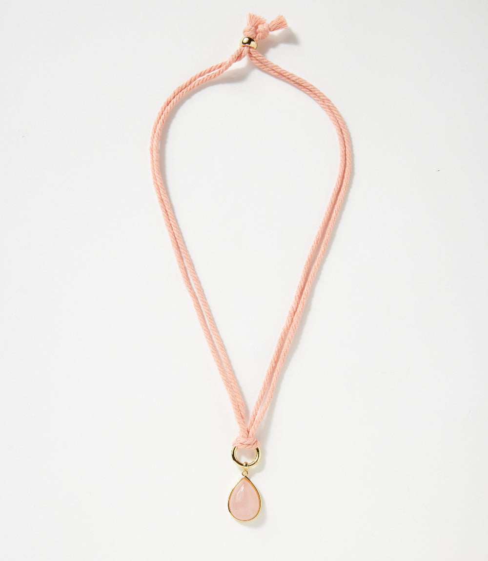 Teardrop Gemstone Cord Necklace