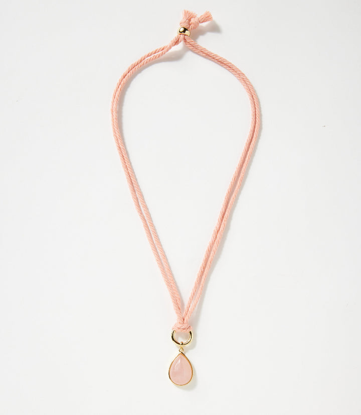 Teardrop Gemstone Cord Necklace