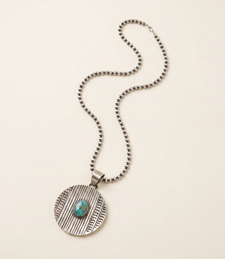 Sterling Silver Turquoise Disc Necklace