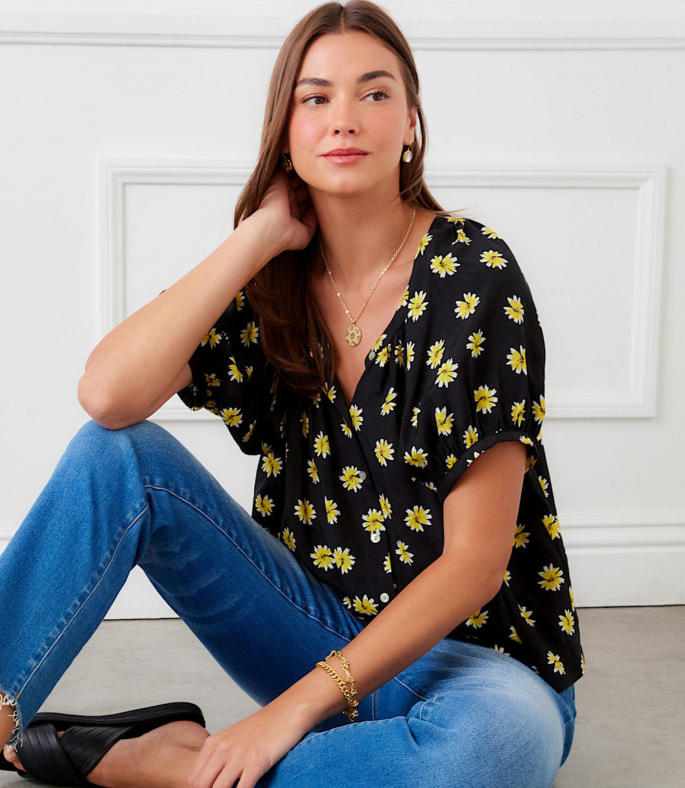 Puff Sleeve Peasant Top