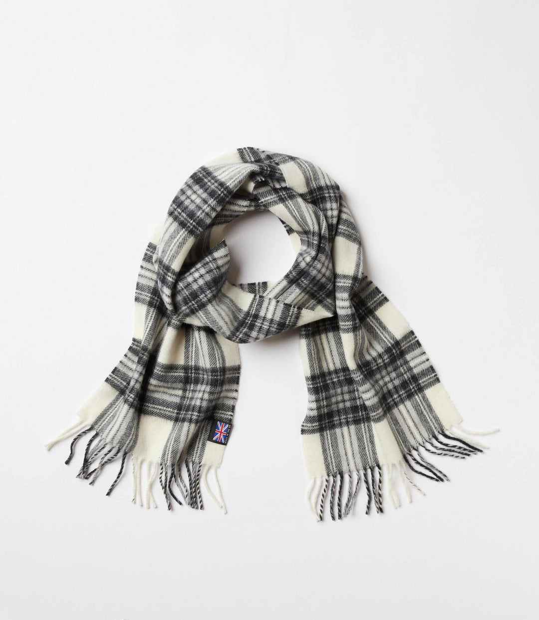 Merino Wool Fringed Plaid Scarf