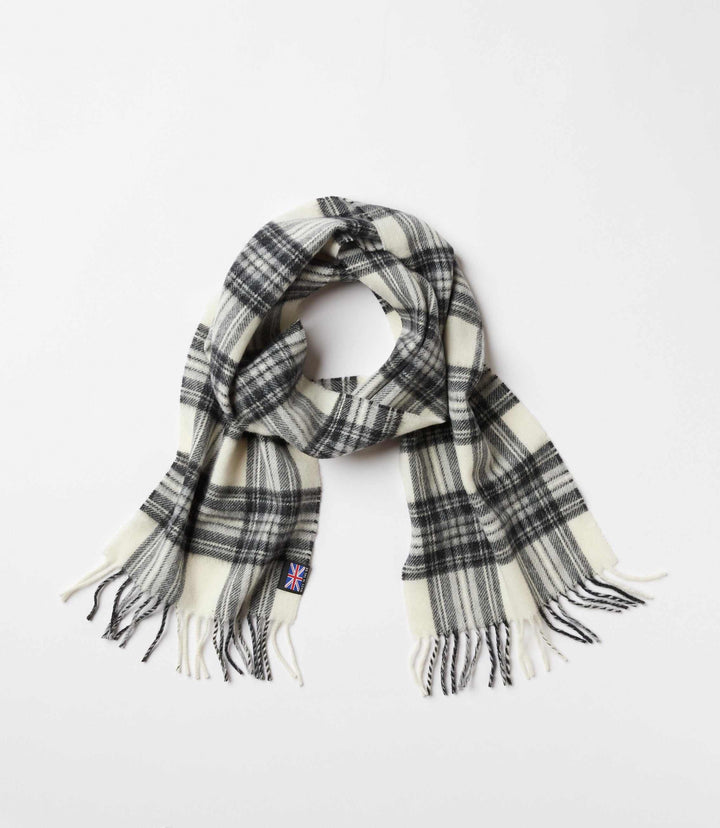 Merino Wool Fringed Plaid Scarf