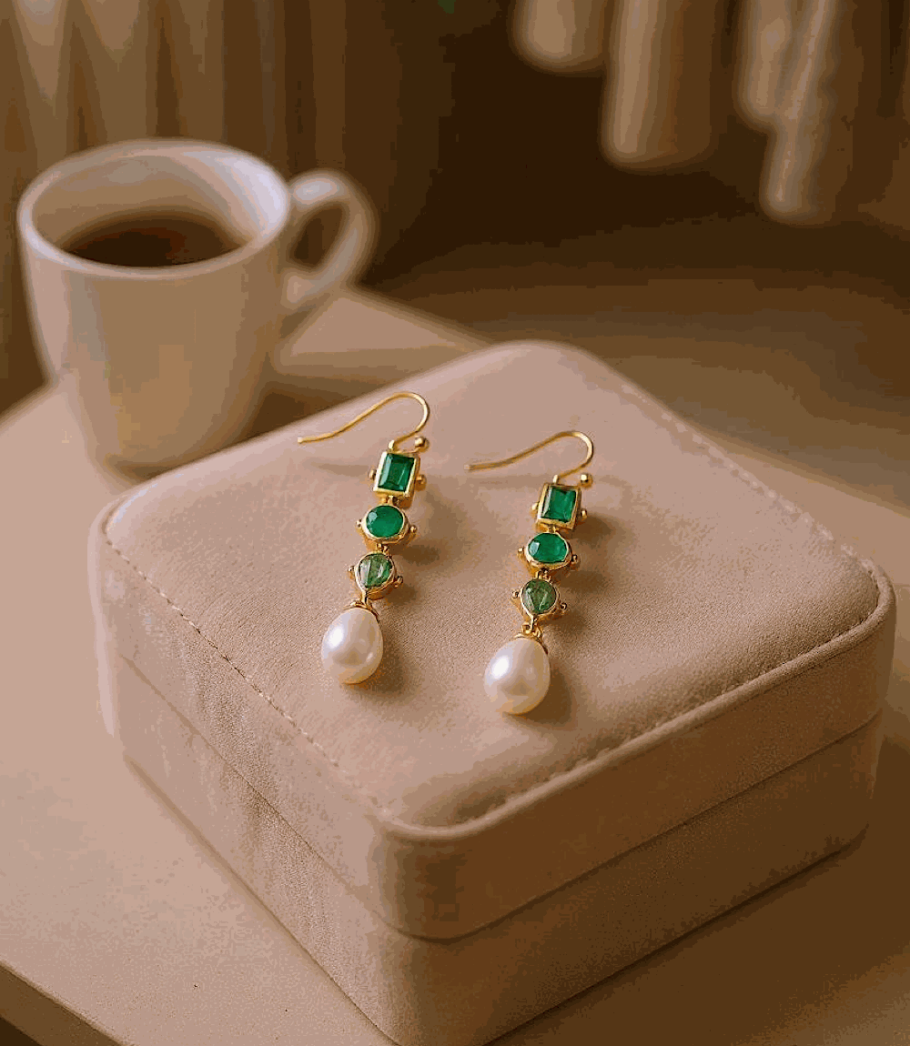 Multi Gemstone Drop Earrings