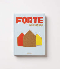 Forte Dei Marmi beach with colorful umbrellas and Apuan Alps in the background