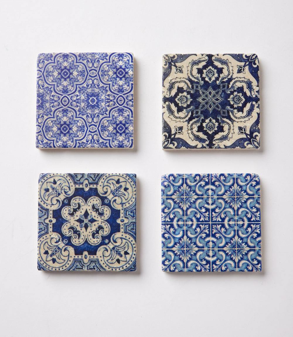 Italian Tile Marble Coasters, Set Of 4