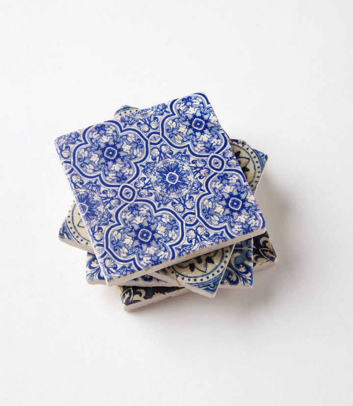 Italian Tile Marble Coasters, Set Of 4