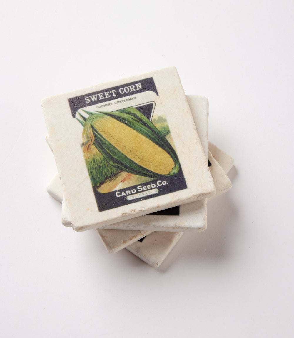 Seed Packet Marble Coasters, Set Of 4