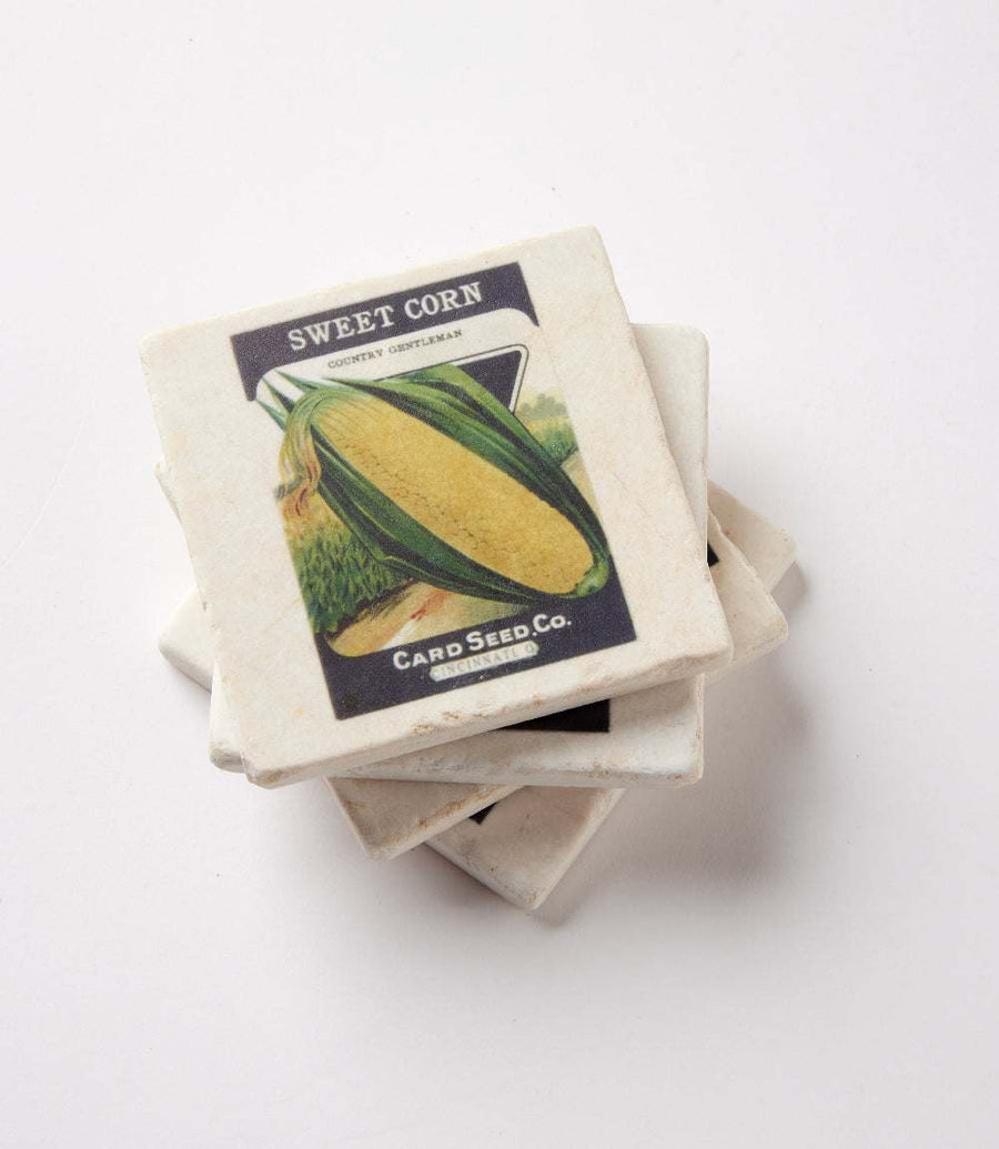 Seed Packet Marble Coasters - Set of 4 Vintage Garden Design Coasters ...