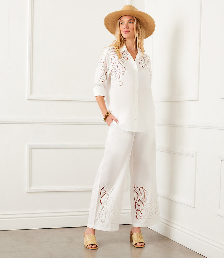 Cutout Embroidery Pants