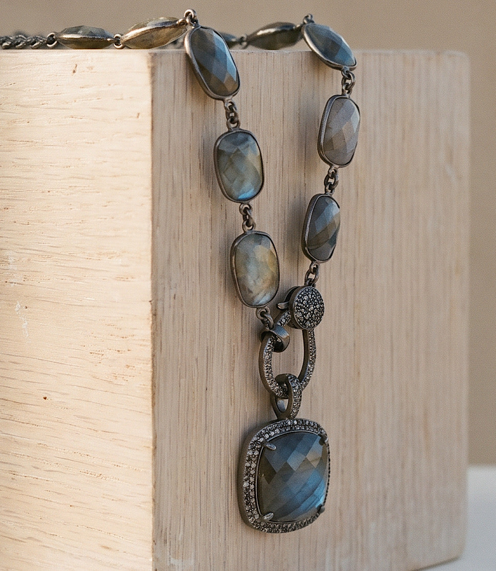 Labradorite Bezel Crystal Pendant Necklace