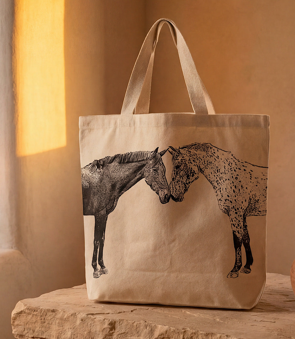 Kissing Horses Canvas Tote Bag