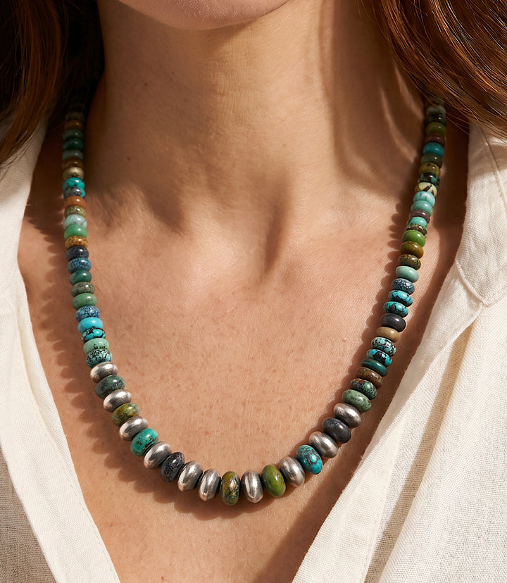 Sterling Silver Turquoise Beaded Necklace