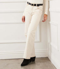 Full length wide-leg jeans in stretch denim with pockets and high-rise fit
