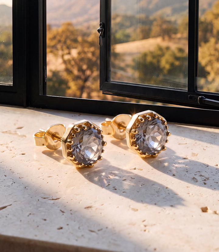 Georgian Collet Rose Cut Stud Earrings