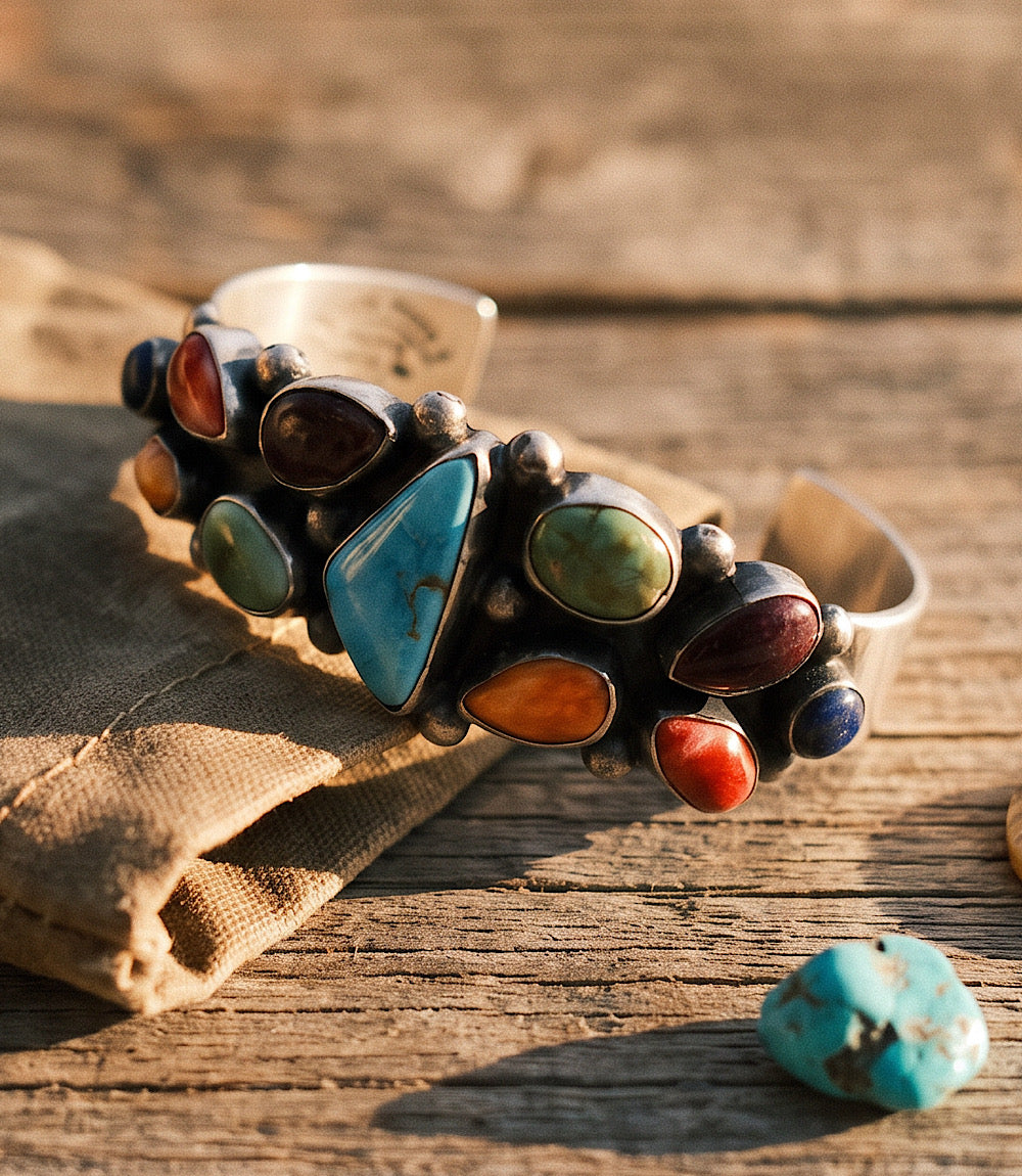 Multi-Stone Turquoise Cuff Bracelet