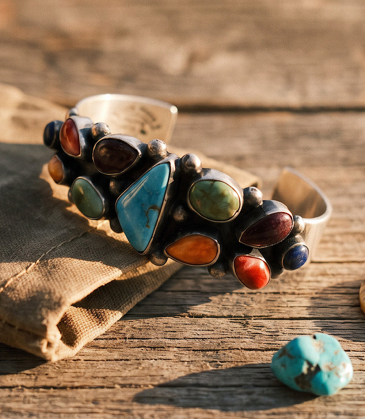 Multi-Stone Turquoise Cuff Bracelet