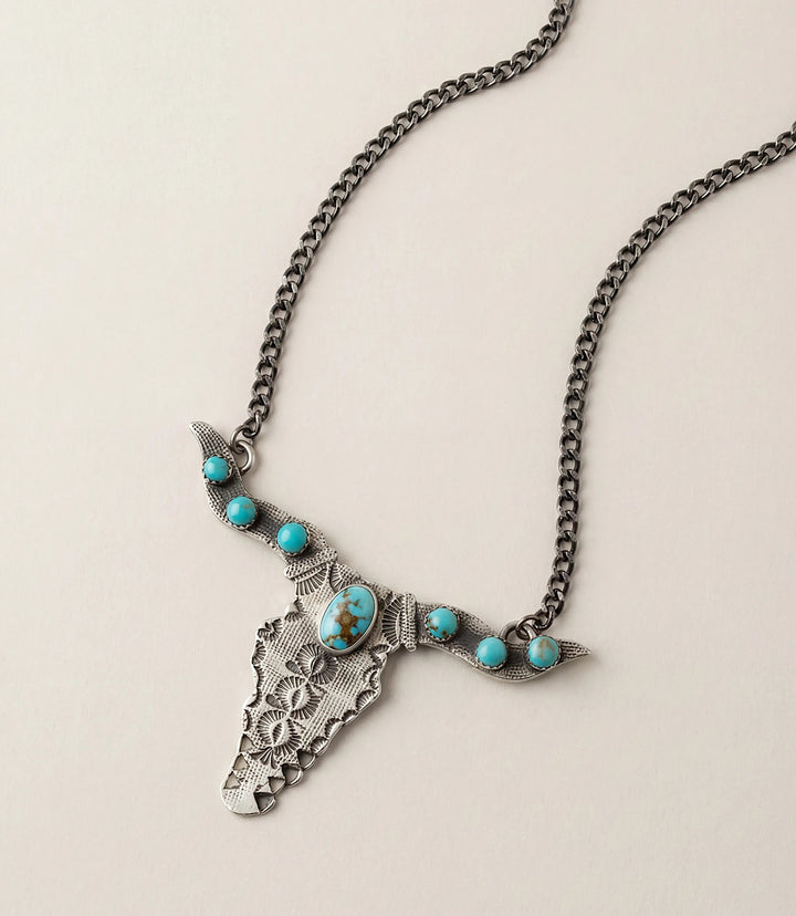 Embellished Longhorn Turquoise Necklace