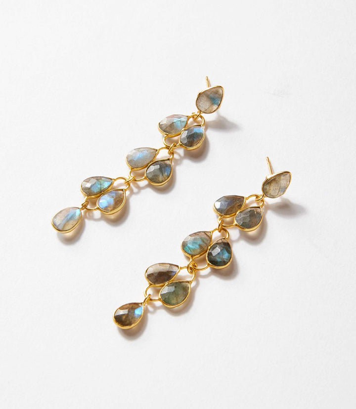 Feather Drop Gemstone Earrings