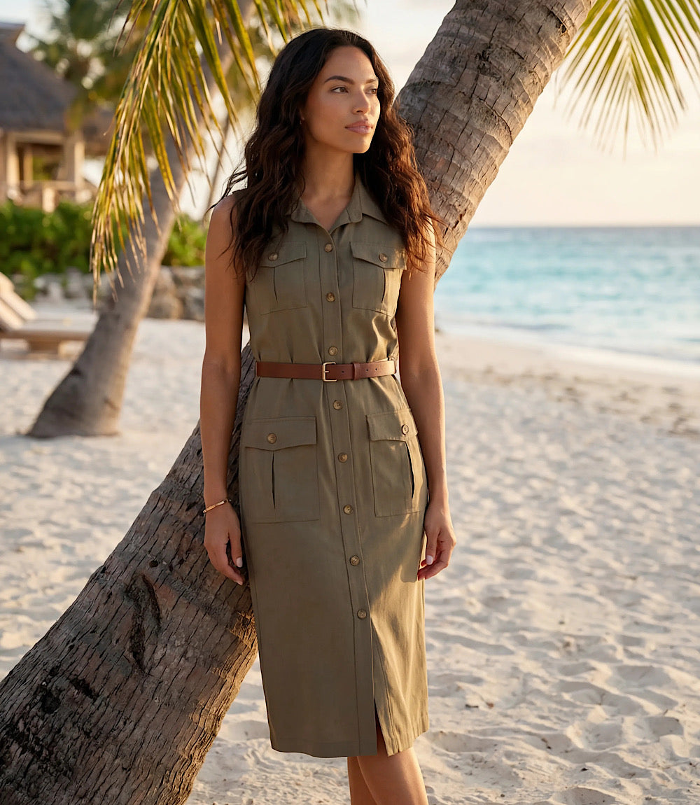 Sleeveless Midi Shirtdress