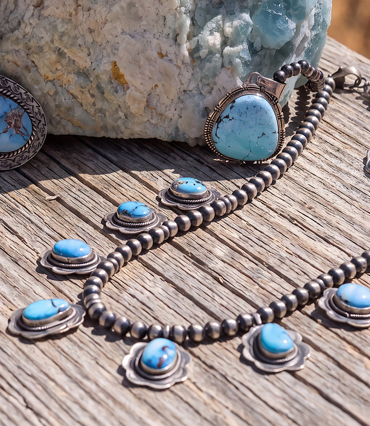 Golden Hill Turquoise Necklace And Earring Set