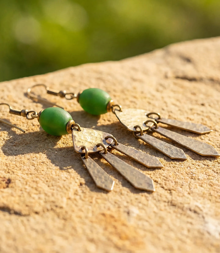 Hammered Brass Dangle Earrings