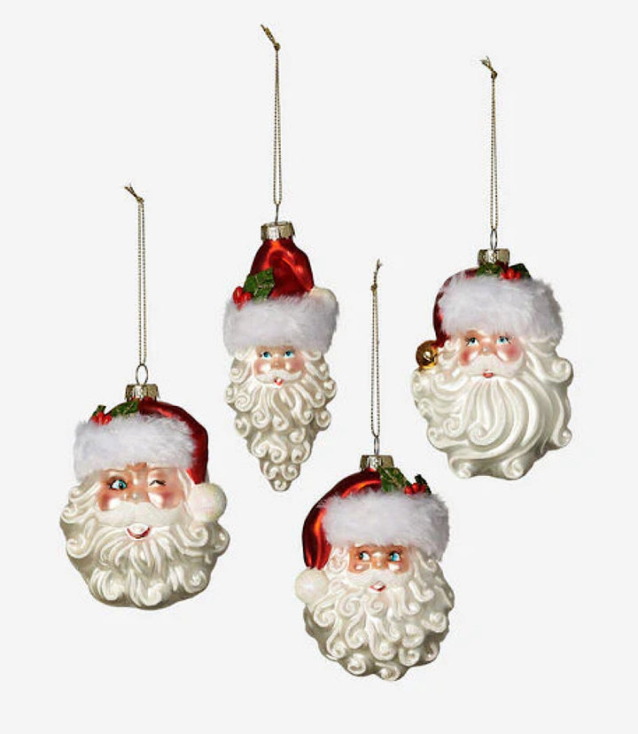 Winking Santa Glass Ornament
