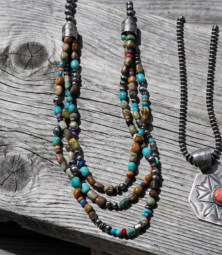 Beaded Multi Strand Turquoise Necklace