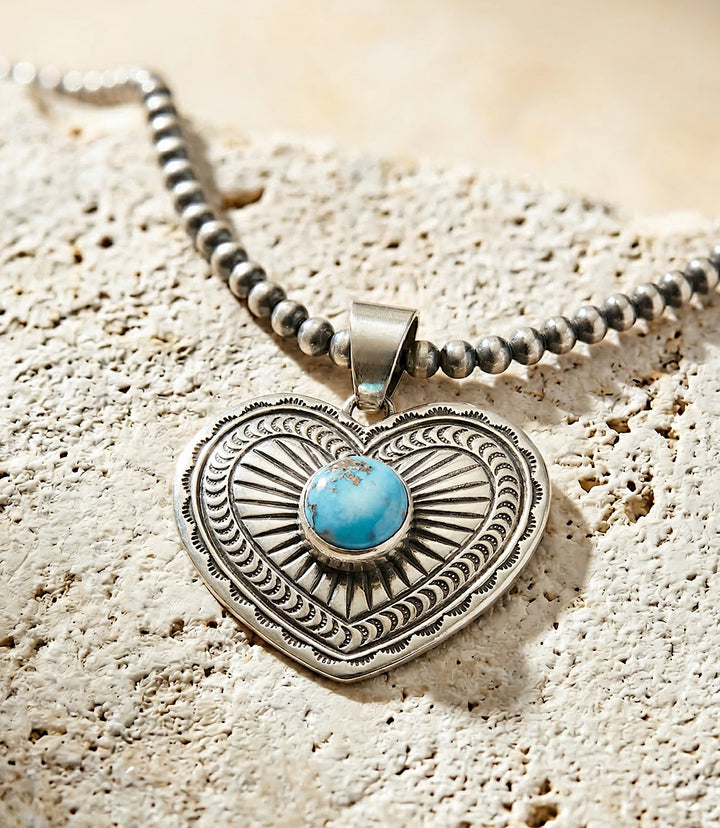 Golden Hill Turquoise Heart Pendant Necklace