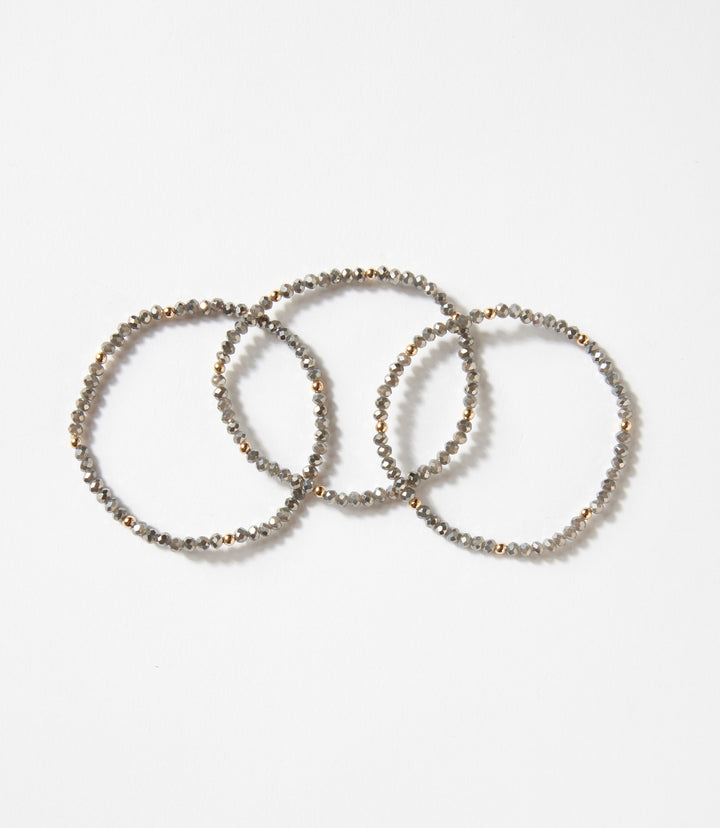 Beaded Crystal Bracelets, Set Of 3