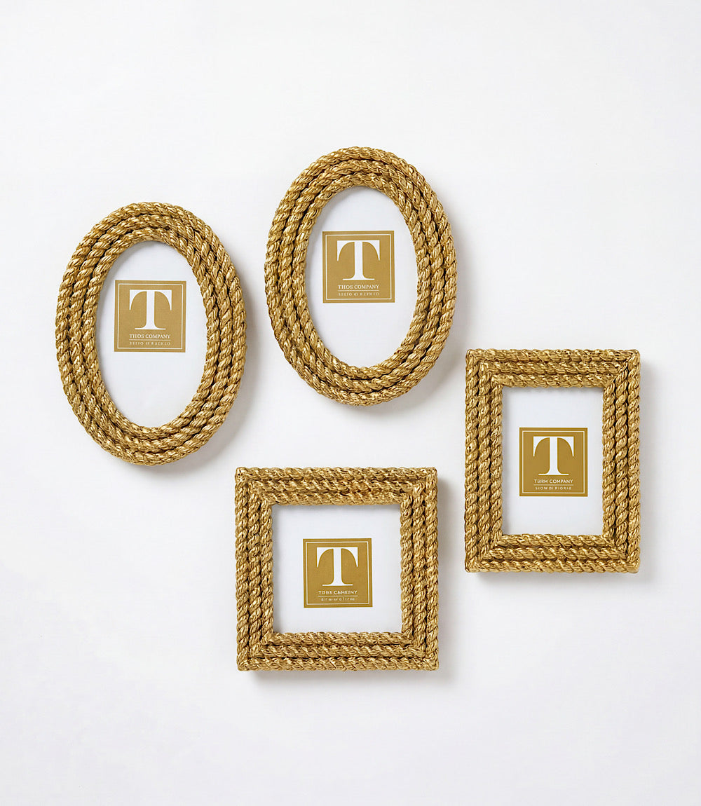 Gold Rope Picture Frames, Set Of 4