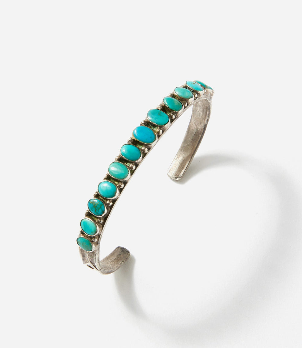 Beaded Turquoise Sterling Silver Cuff Bracelet