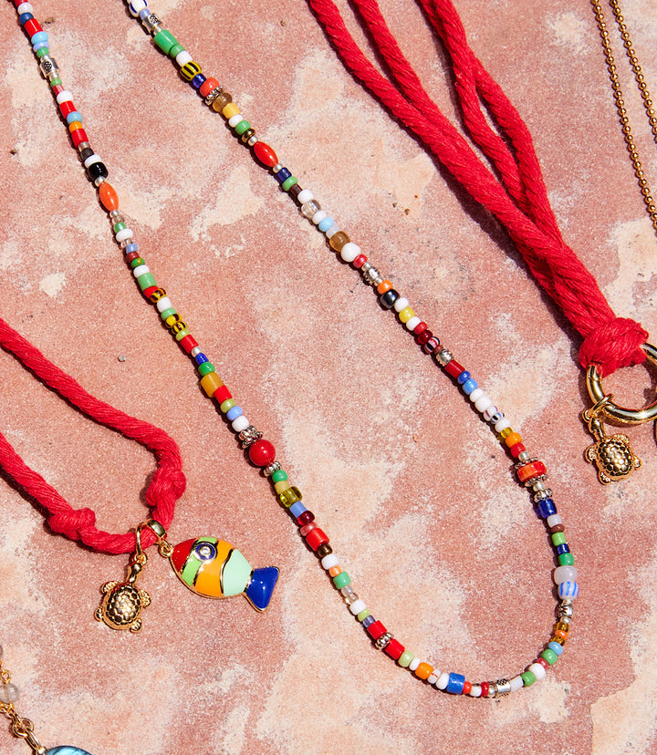 African Trade Beads Necklace