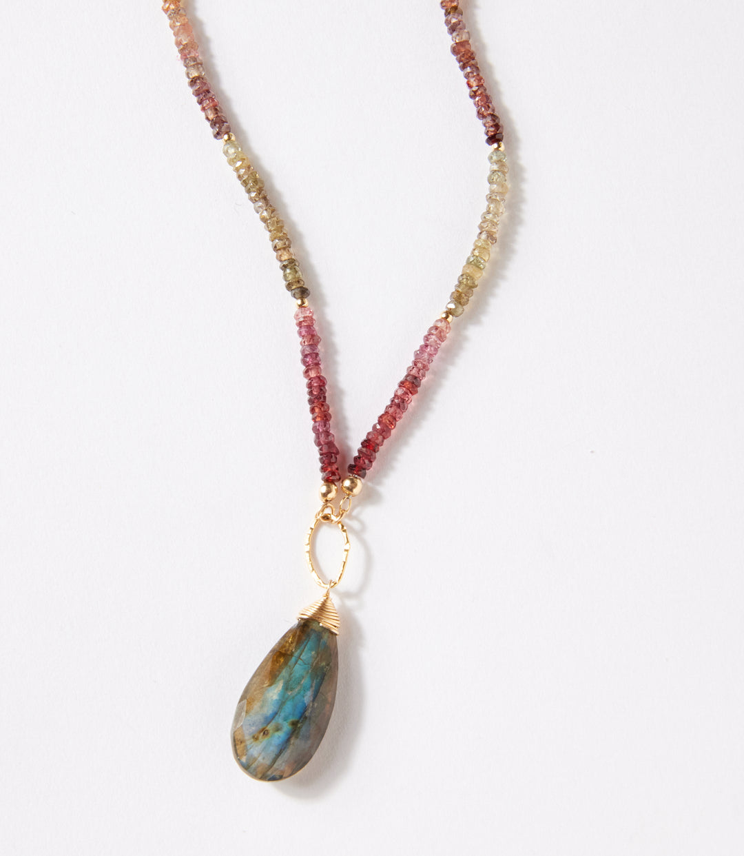 Ombre Beaded Gemstone Pendant Necklace