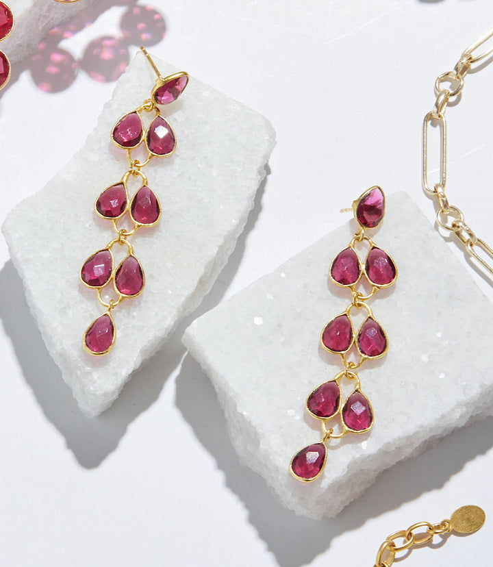 Feather Drop Gemstone Earrings