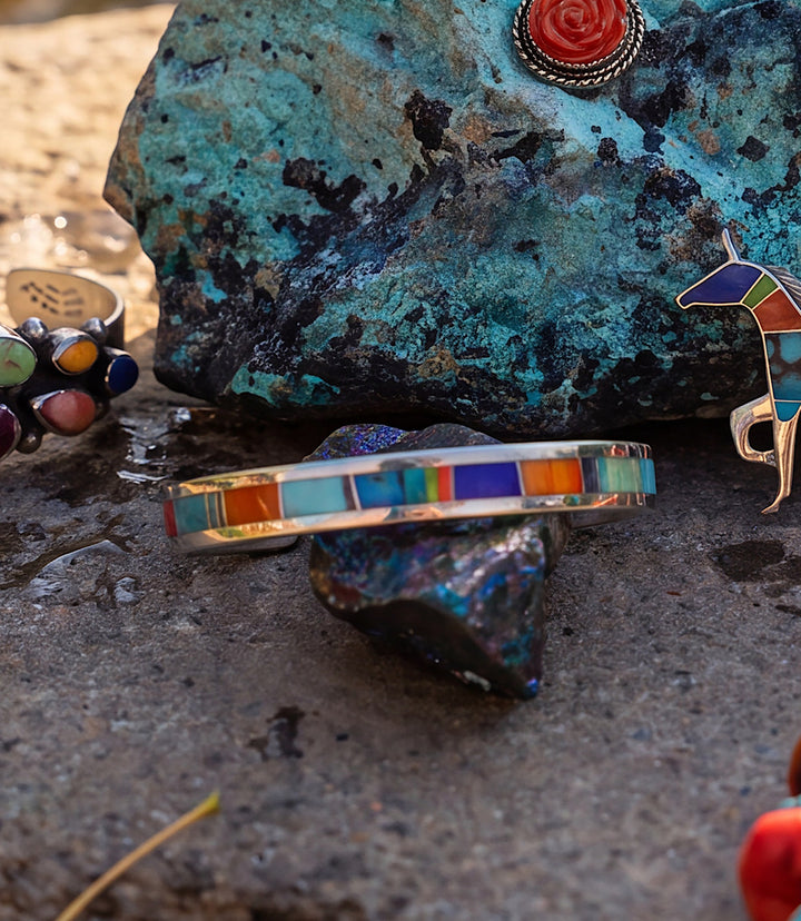 Multi-Stone Turquoise Inlay Cuff Bracelet
